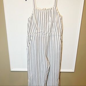 Women's LOFT Striped Wide Leg Jumpsuit - XL